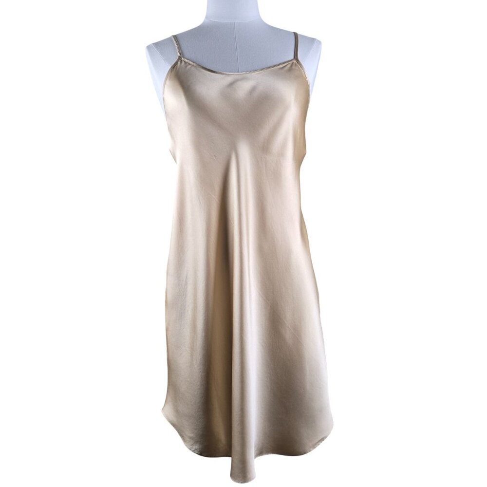 Natori M Pure Silk Slip Dress Teddy Chemise Nightgown Bias Cut EUC